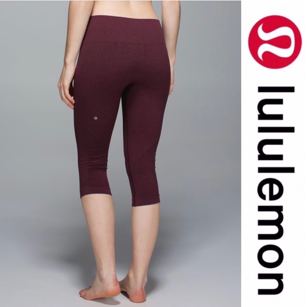 Lululemon In The Flow Crop II Heathered Bordeaux - Picture 1 of 9